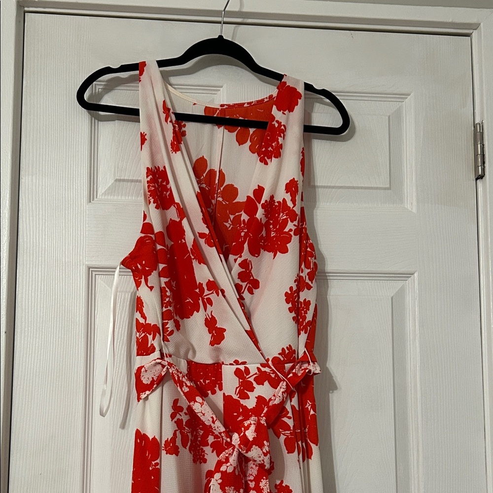 Floral Red Orange and White Maxi Dress